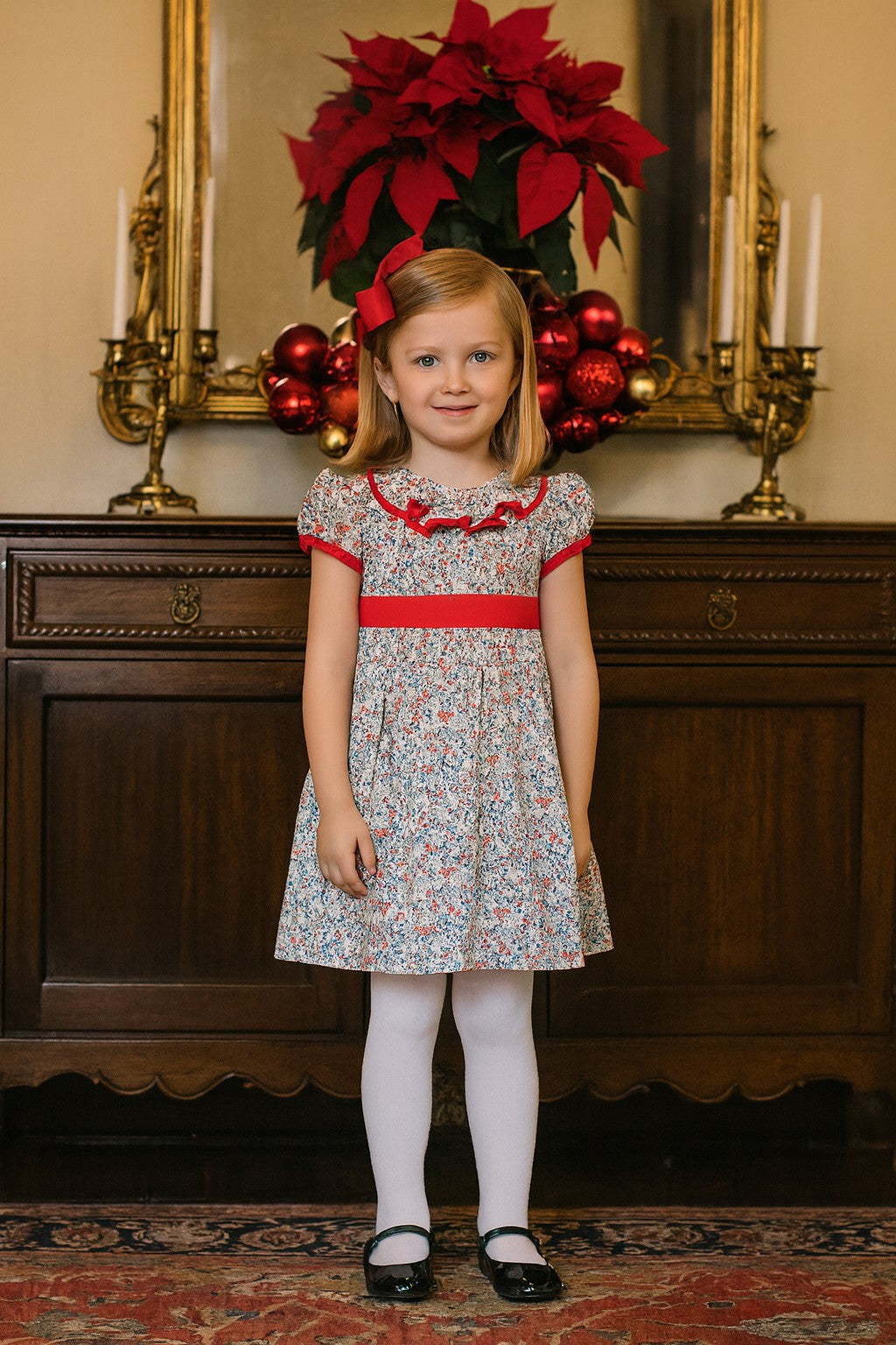 Girl's "Callie & Carter" Christmas Ruffle Collar Dress