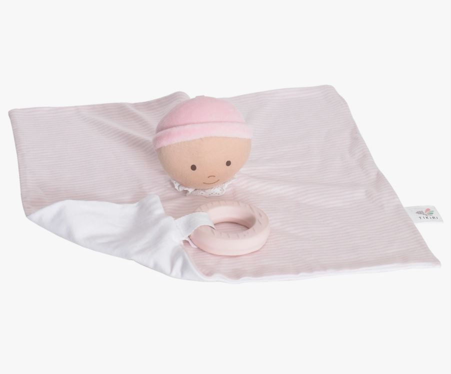 Cherub Baby Comforter with Rubber Teether -Pink - Little Threads Inc. Children's Clothing