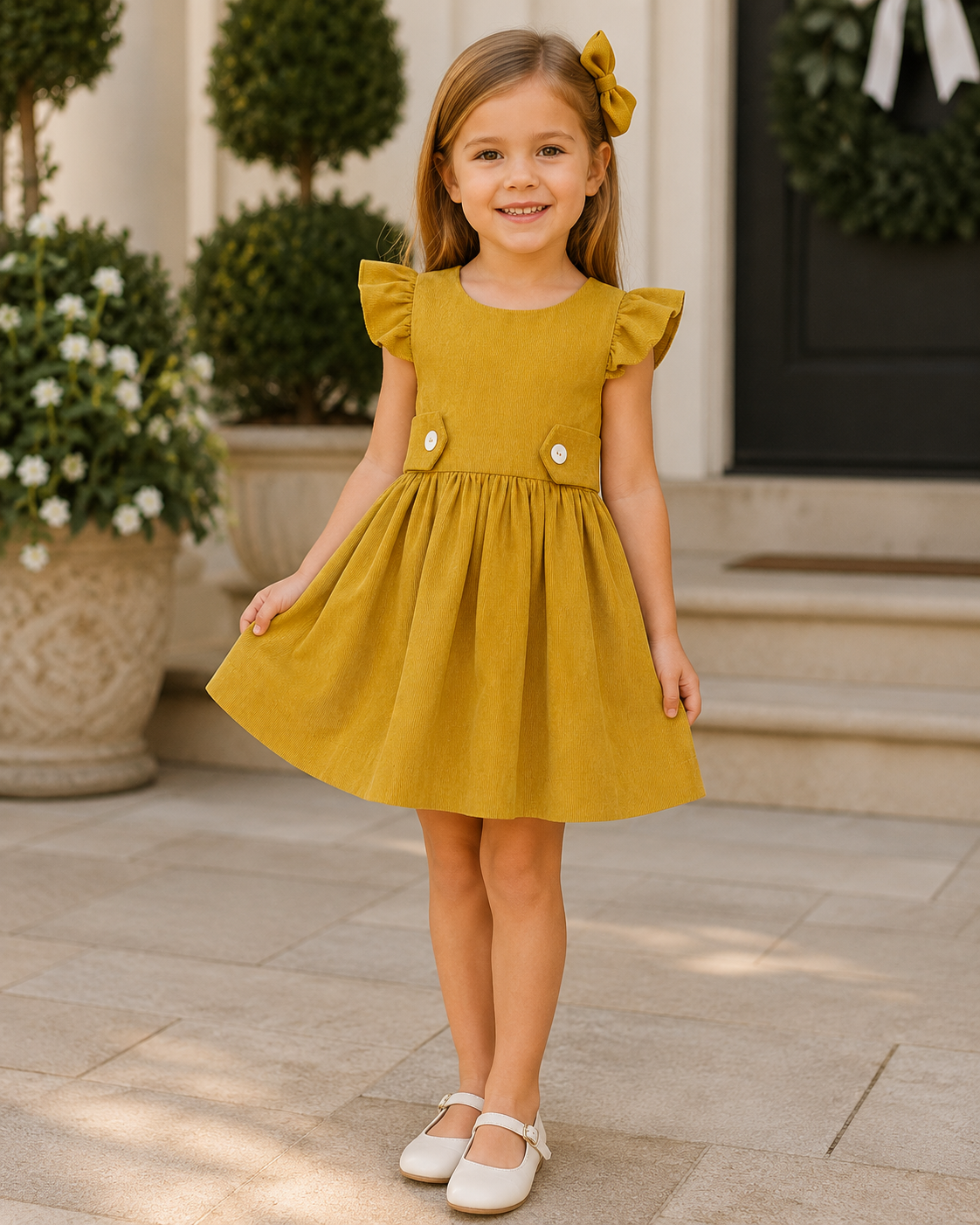 Fall Girl's Mustard Corduroy Jumper