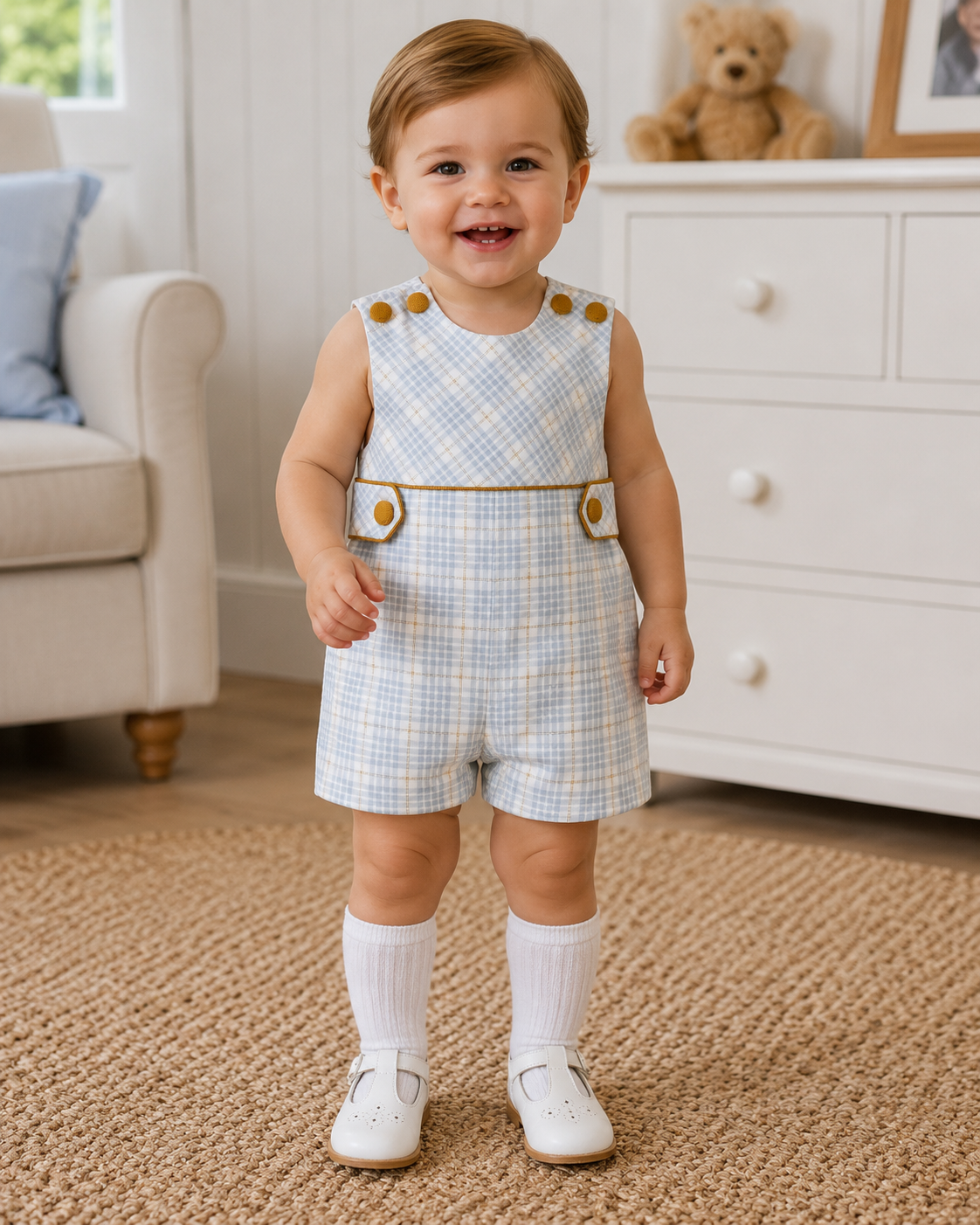 Fall Plaid Boys Overall