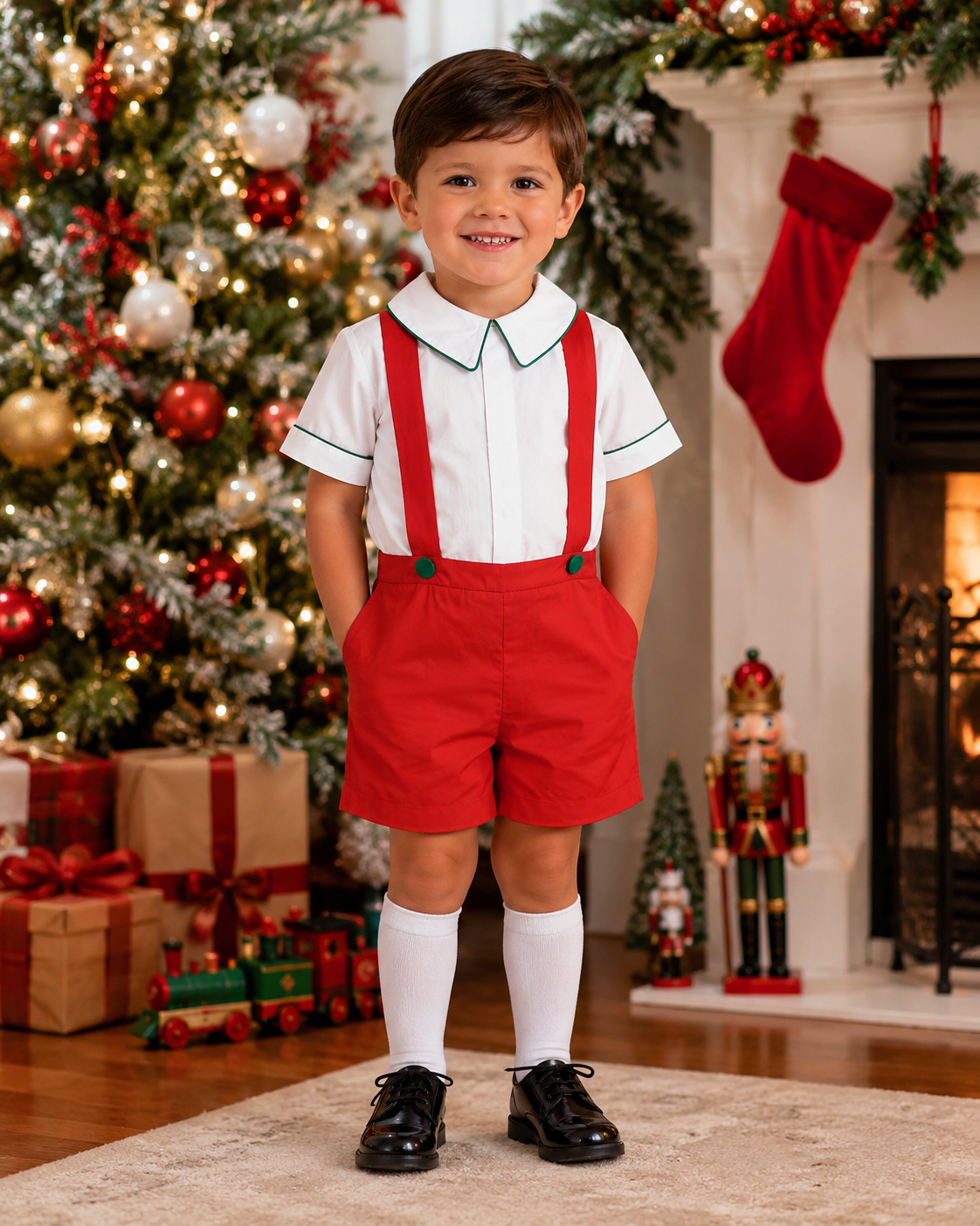 Boy's short set Christmas Hollies