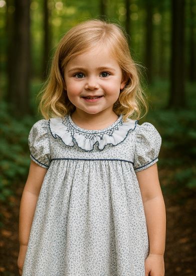 Hand smocked collar float girls dress Christina Collection - Little Threads Inc. Children's Clothing