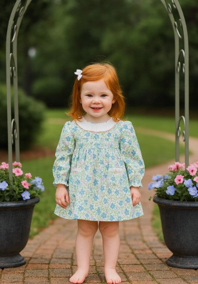 Girl's "Christina and Cameron" Floral Print Dress - Little Threads Inc. Children's Clothing