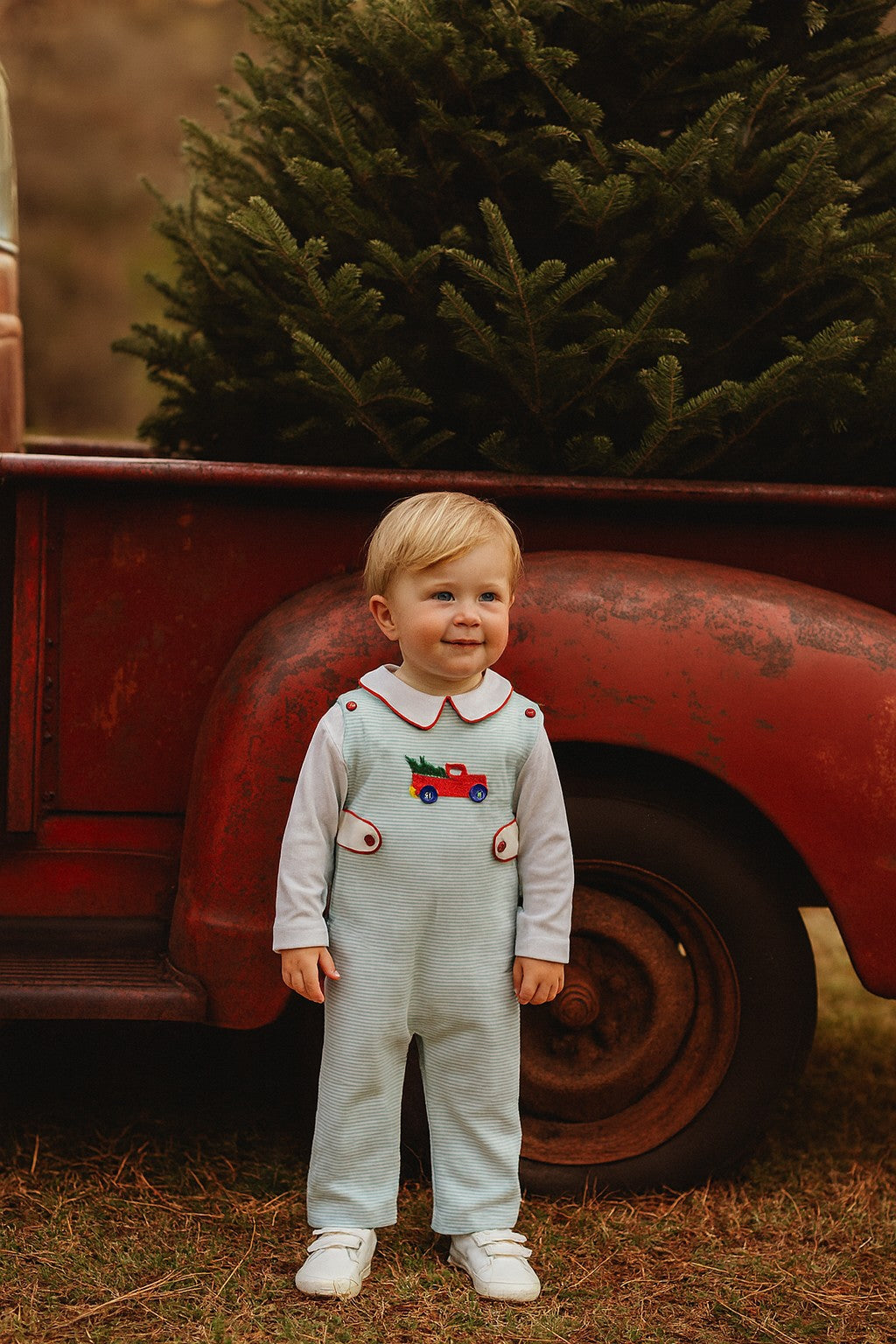 Christmas Truck Boy's Overall Set