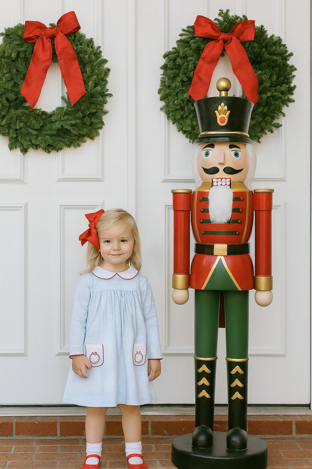 Christmas wreath pocket float girl's dress