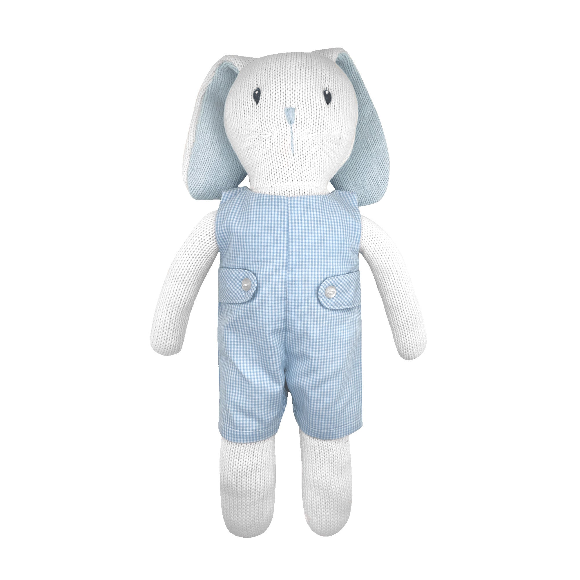 Knit Bunny With Checkered Overalls - Little Threads Inc. Children's Clothing