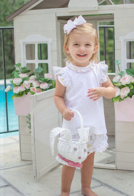 Easter Floral Girls Shirt and Short Set Pima Cotton - Little Threads Inc. Children's Clothing