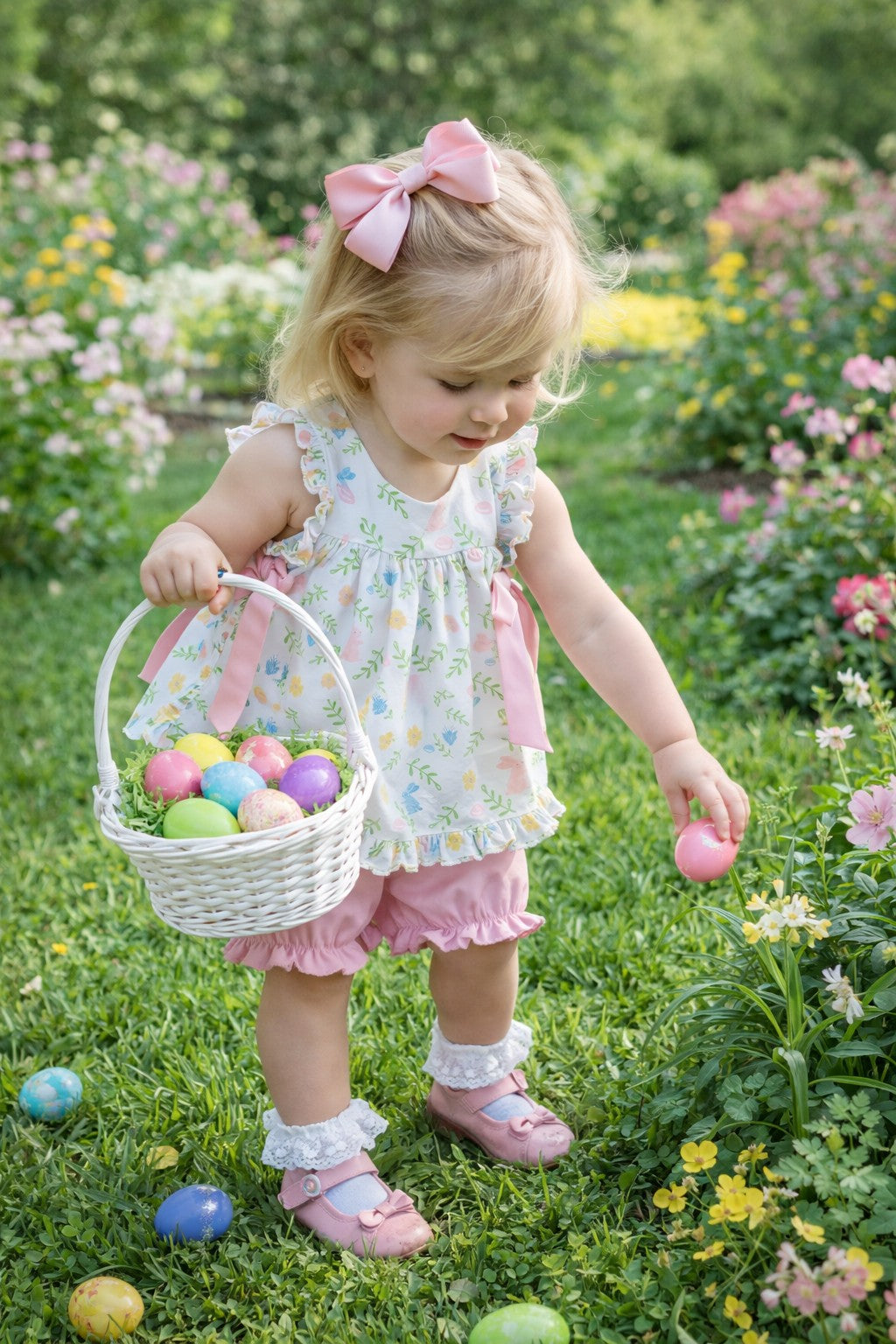 Easter Print Pim Cotton Girls bloomer set