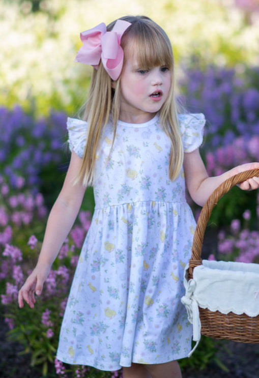 Easter Floral Girls dress Pima Cotton - Little Threads Inc. Children's Clothing