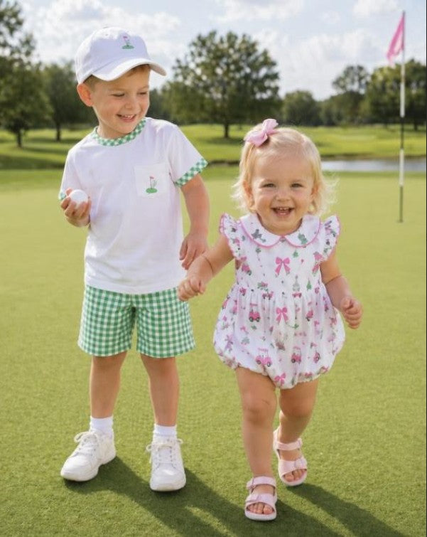 Preorder Golf Collection Girl's Romper - Little Threads Inc. Children's Clothing
