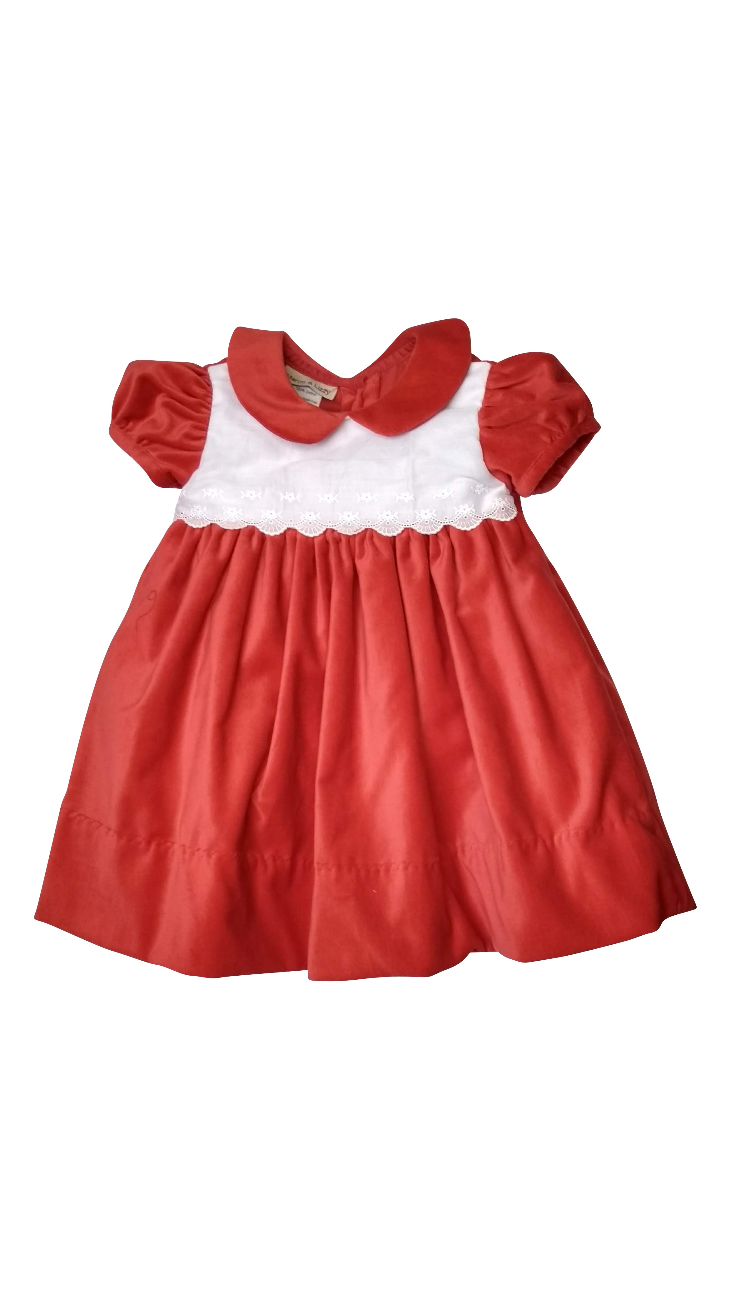 Red Corduroy Dress With White Front