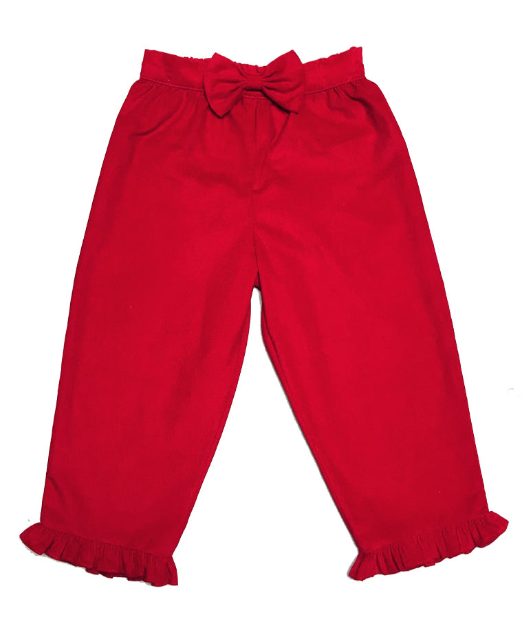 Holiday Holly Ruffle Top & Red Corduroy Pant Set