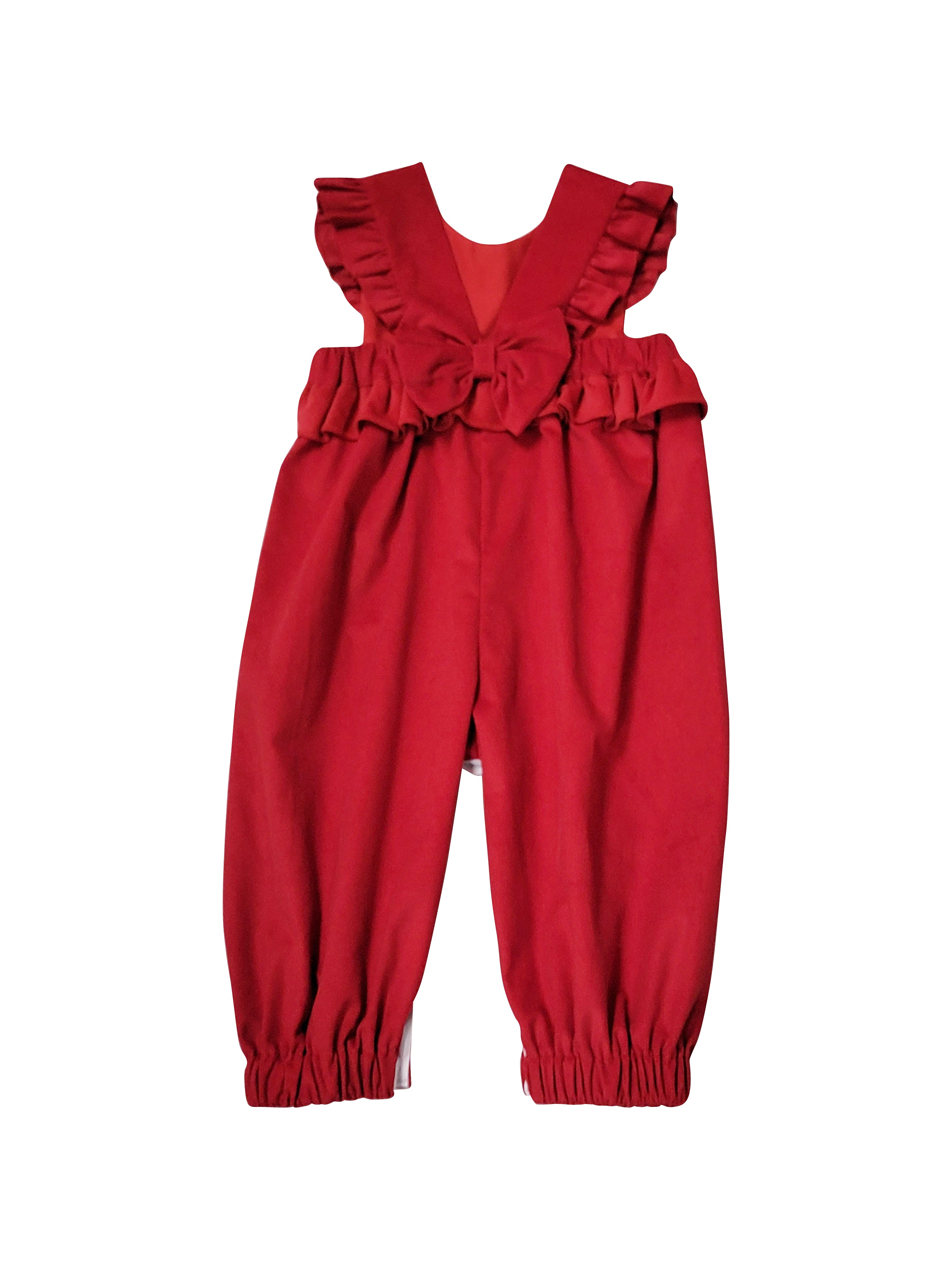 Girl's Red Corduroy Romper - Little Threads Inc. Children's Clothing