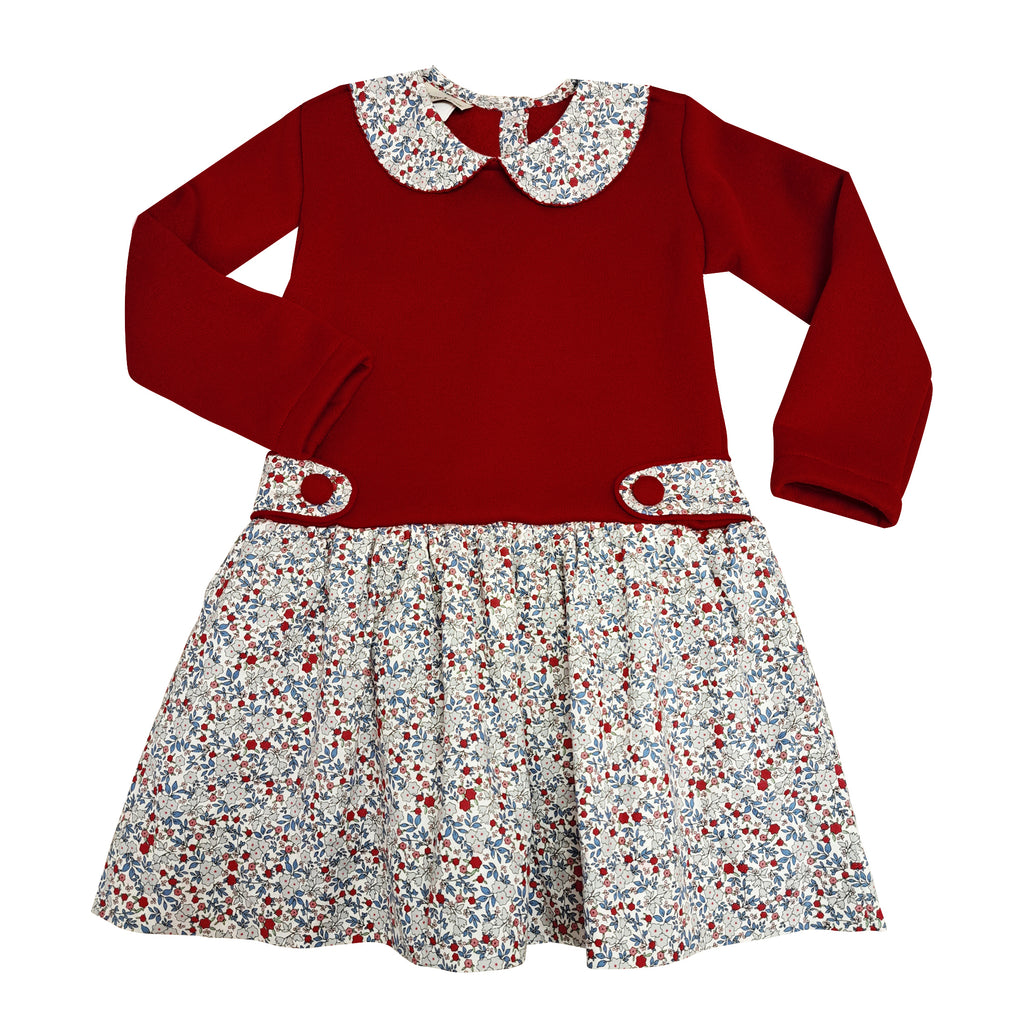 Girl's "Callie & Carter" Christmas Fleece Floral Dress - Little Threads Inc. Children's Clothing