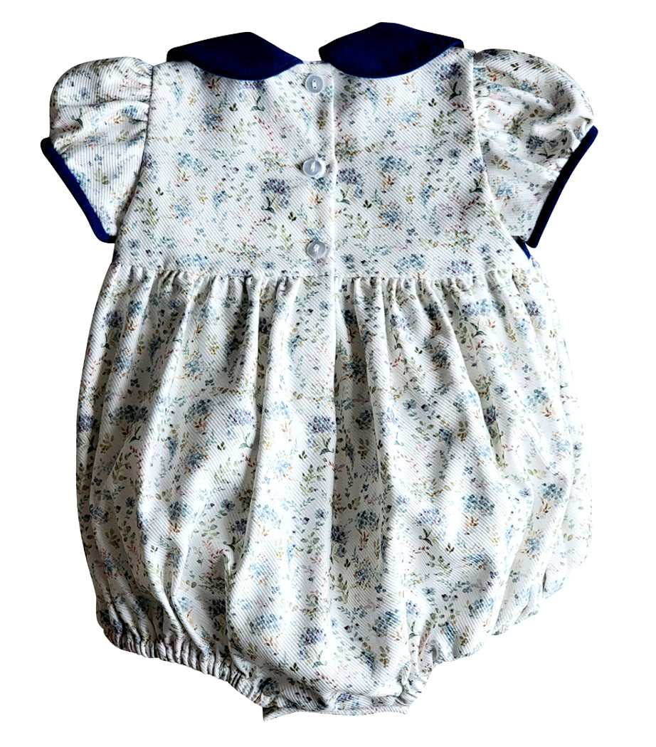 Fall Blue Floral with corduroy Girl's Fall Bubble - Little Threads Inc. Children's Clothing