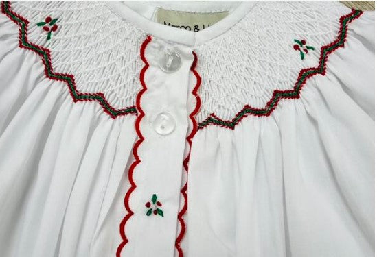 White Christmas Baby Day gown - Little Threads Inc. Children's Clothing