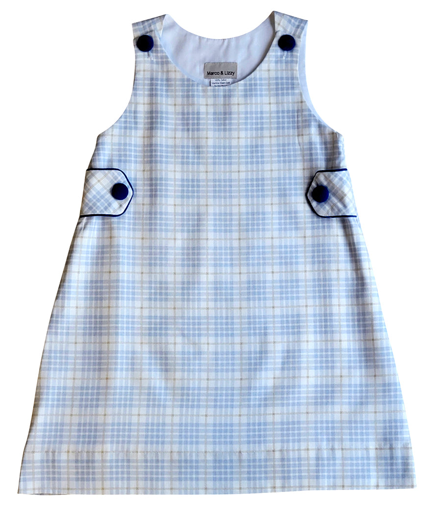 Fall Checkered with blue buttons Girl's Jumper - Little Threads Inc. Children's Clothing