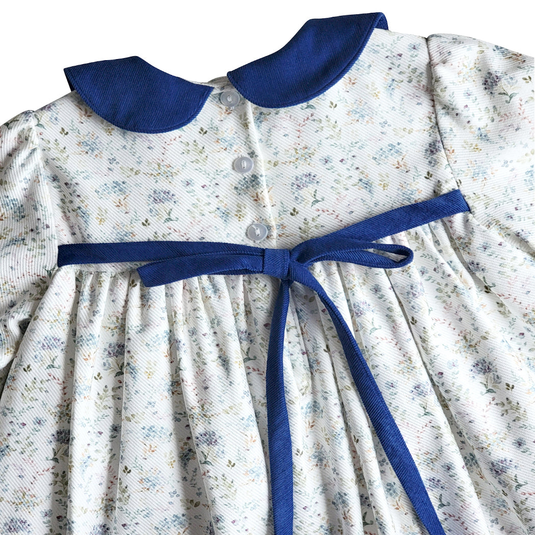 Mia - Long sleeve Fall blue flowers Girl's float dress - Little Threads Inc. Children's Clothing
