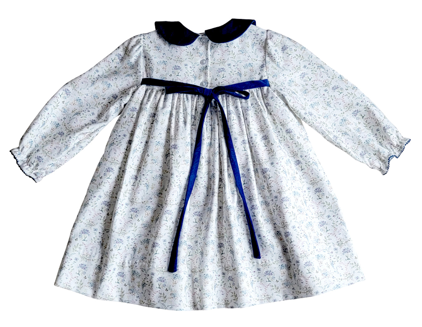 Mia - Long sleeve Fall blue flowers Girl's float dress - Little Threads Inc. Children's Clothing