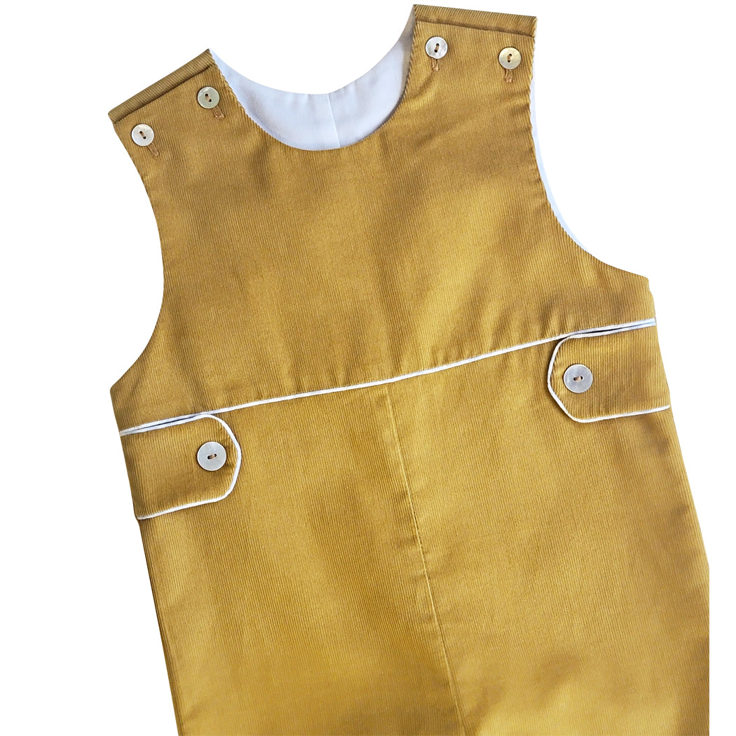 Celine- Fall Boys Mustard Corduroy Overalls