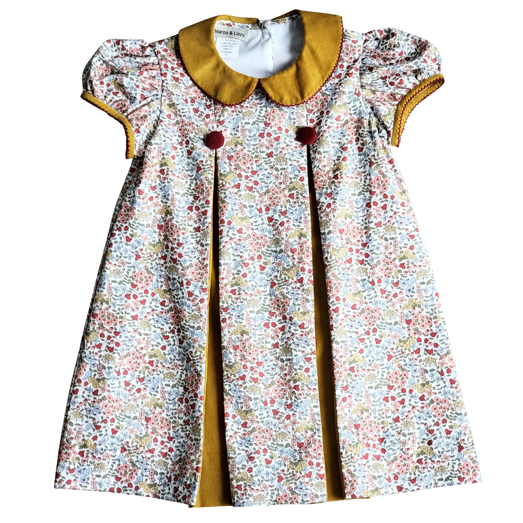 Celine and Lucas - Fall Floral print Pleated Girl Dress - Little Threads Inc. Children's Clothing