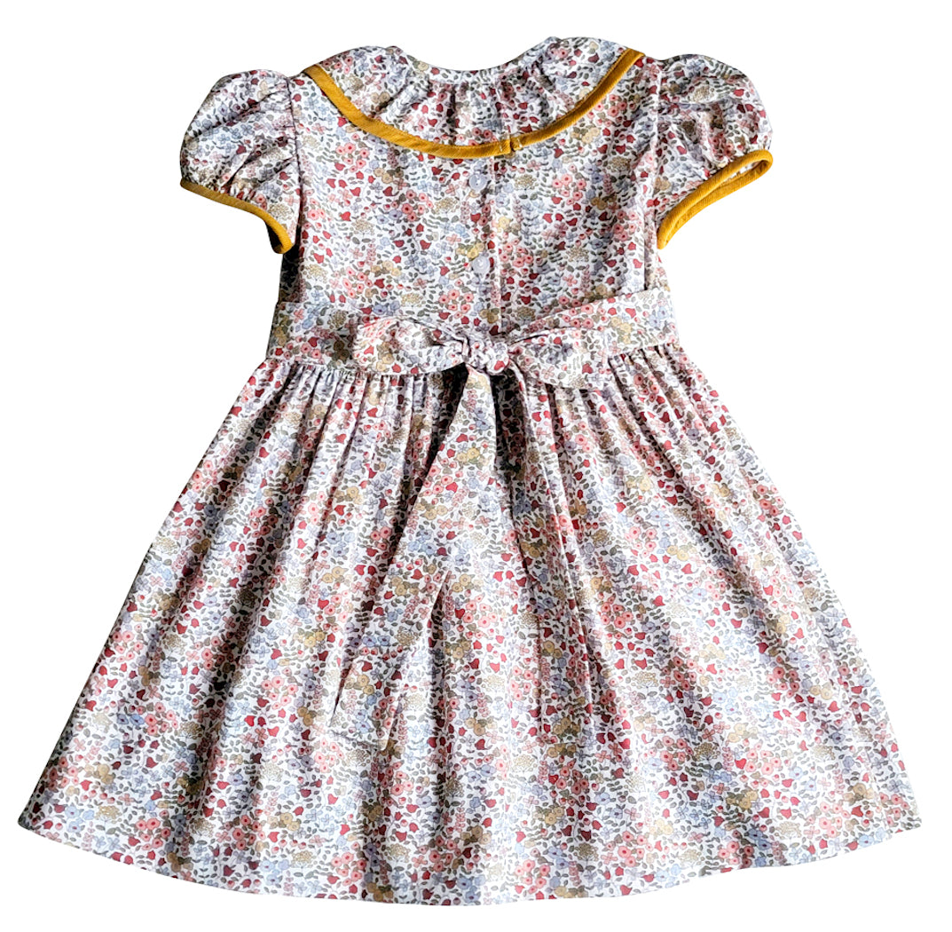 Celine and Lucas Fall Floral Print and corduroy Girl's Dress - Little Threads Inc. Children's Clothing