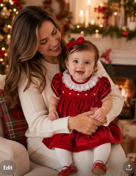 Christmas Red Velvet Collection Ruffle Float Girl's Dress