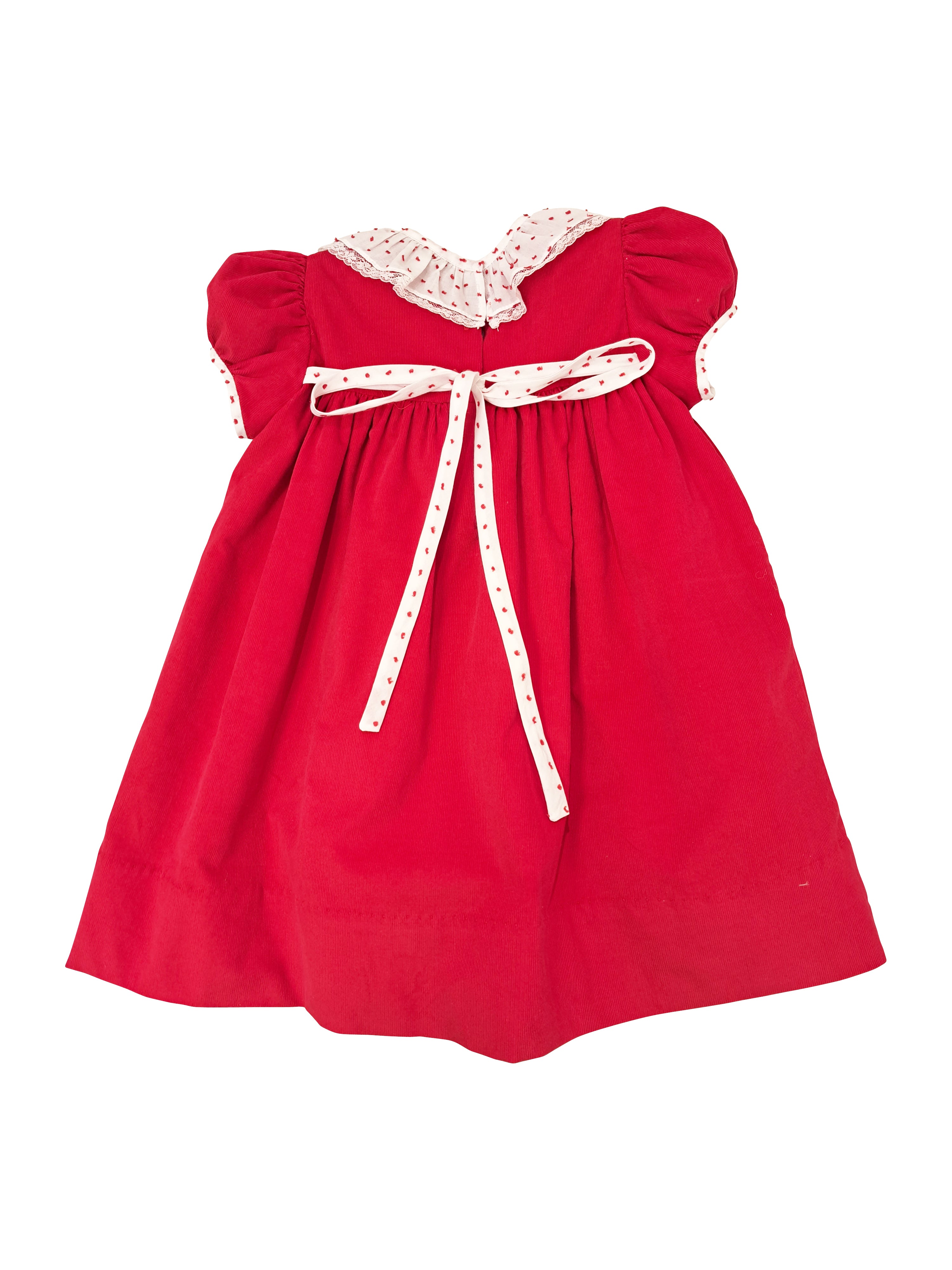 Girl's "Christmas Red Bows" Applique Float Dress - Little Threads Inc. Children's Clothing