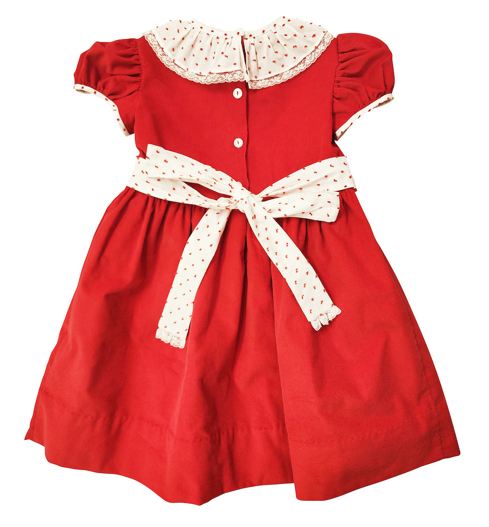 Red cord with red plumeti girl's dress - Little Threads Inc. Children's Clothing