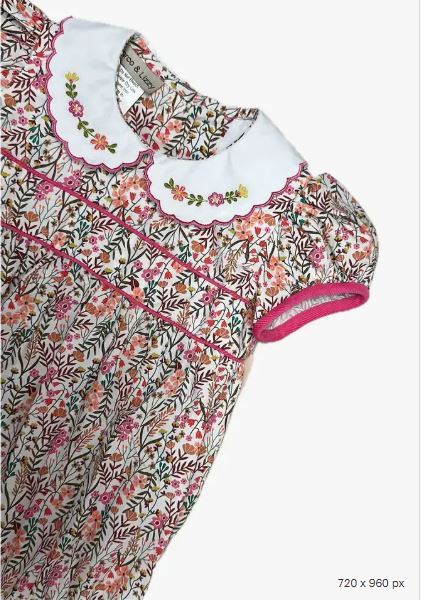 Baby Girl's "Amy & Lucas" Bubble with Embroidered Collar