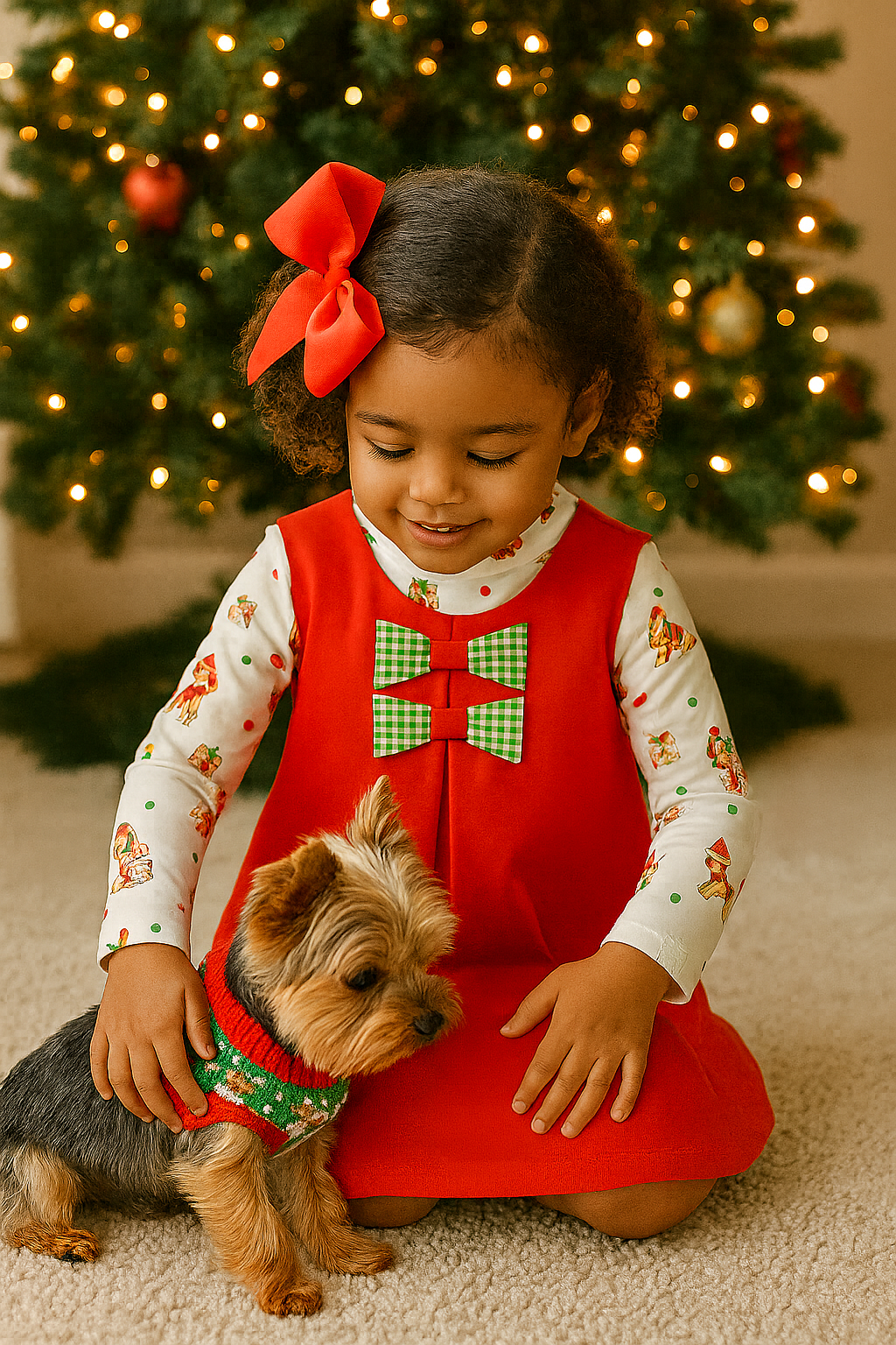 Girl's "Christmas Dogs" Jumper Set