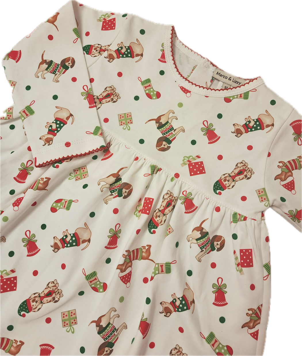 Christmas dogs Pima cotton dress - Little Threads Inc. Children's Clothing