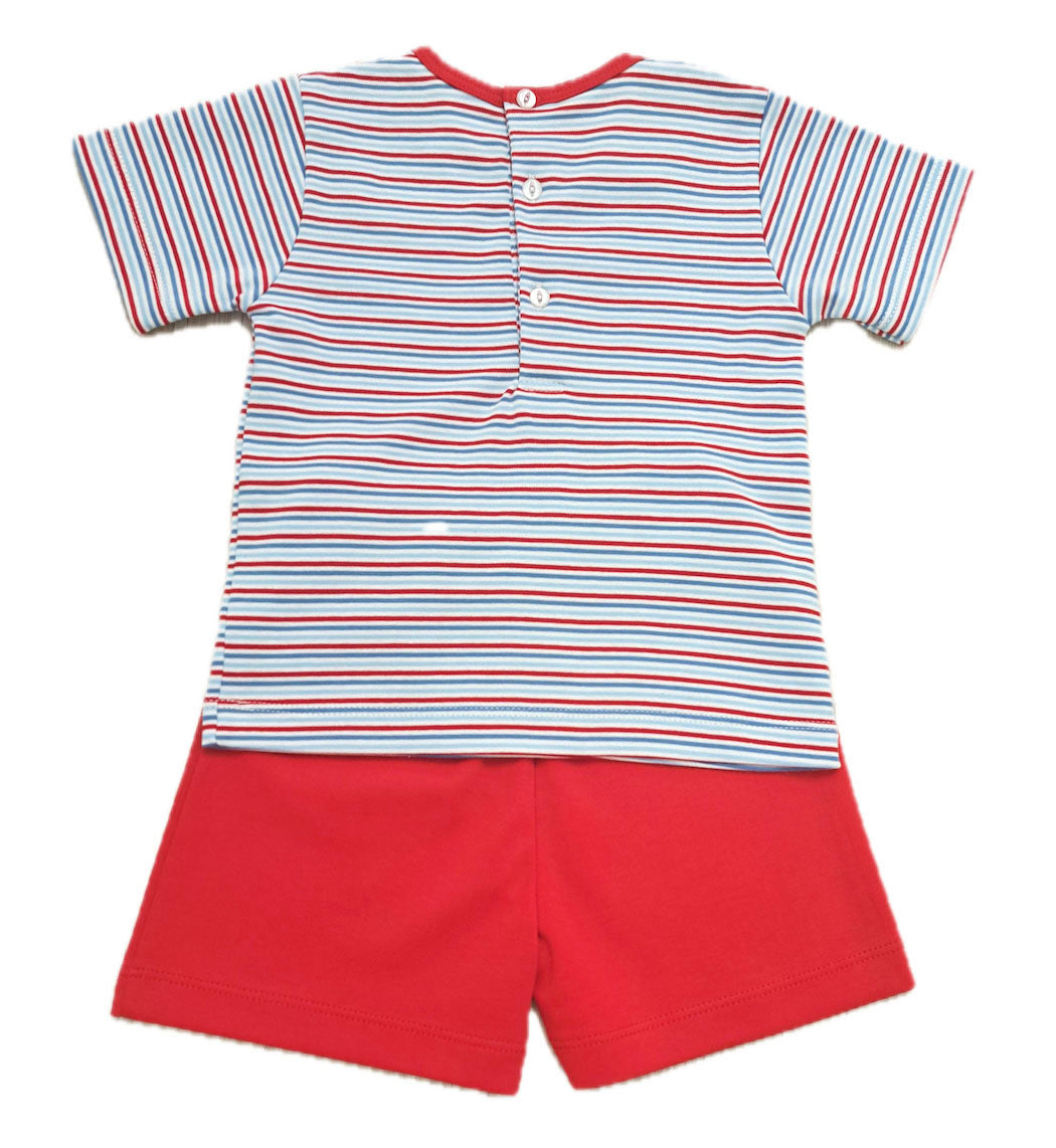 Red white and blue striped Boy's Short set - Little Threads Inc. Children's Clothing