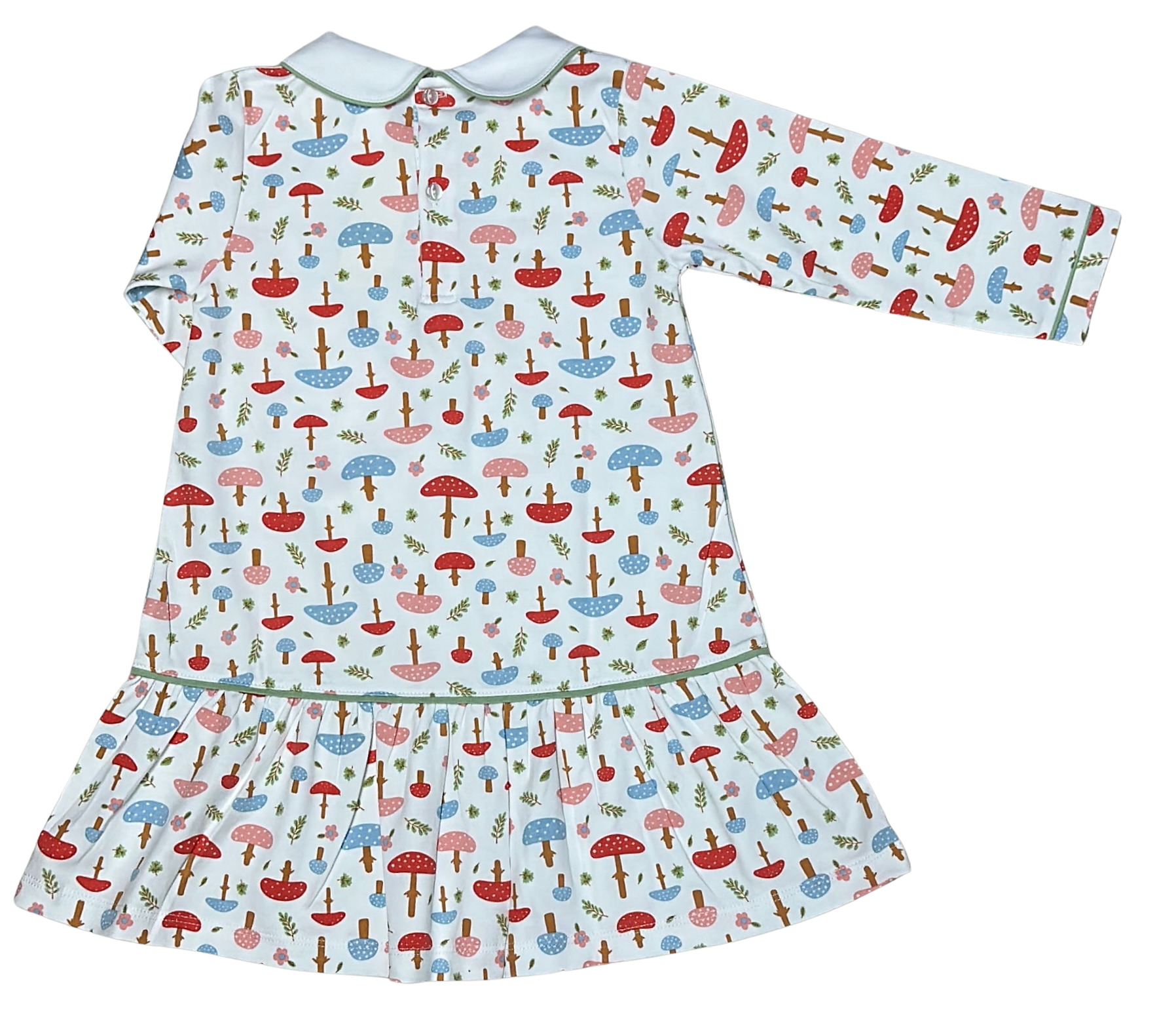 Fall Mushrooms Print Dropped Waist Girl's Dress - Little Threads Inc. Children's Clothing