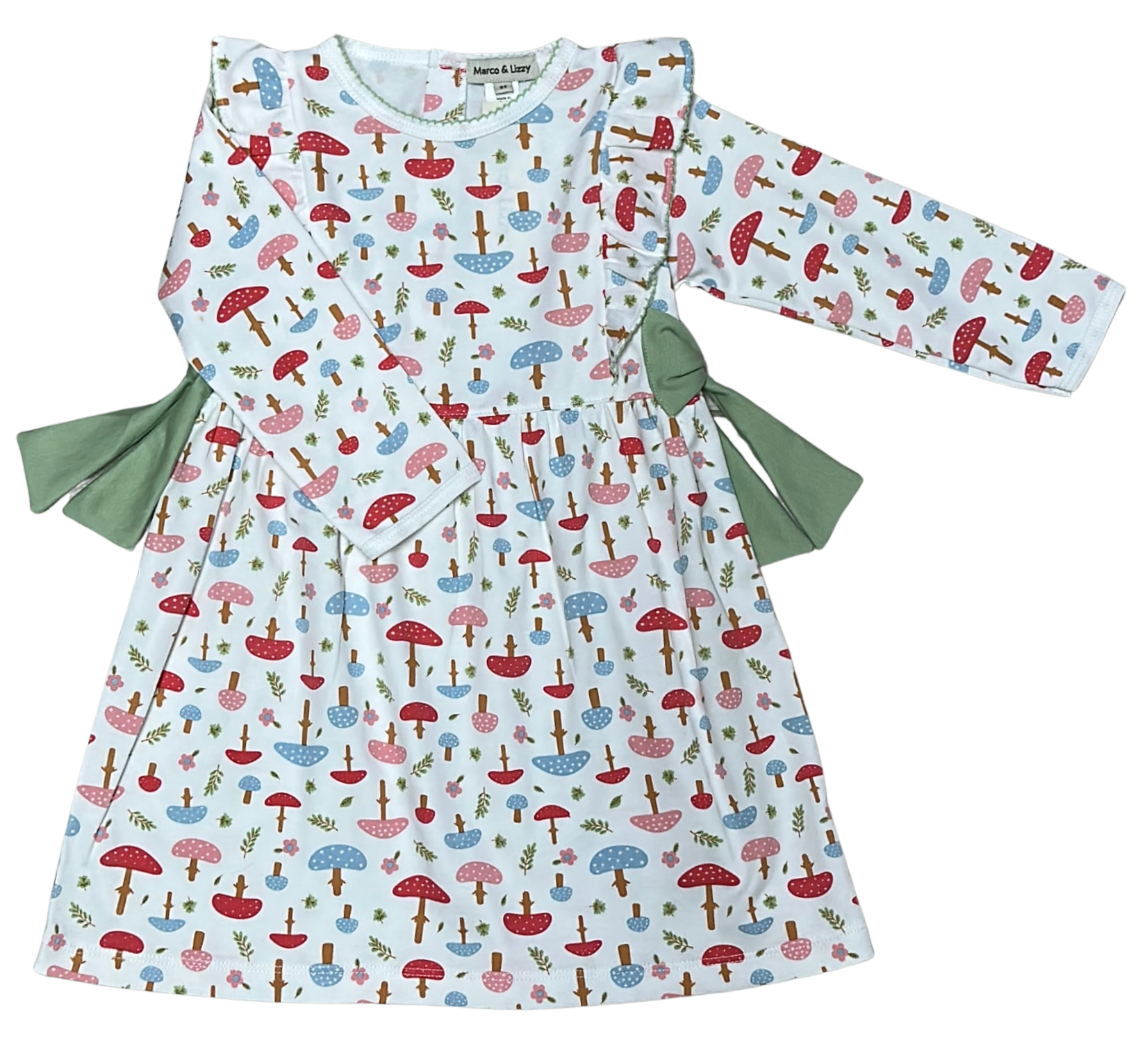 Fall Mushrooms Print Side bows Girl Dress - Little Threads Inc. Children's Clothing