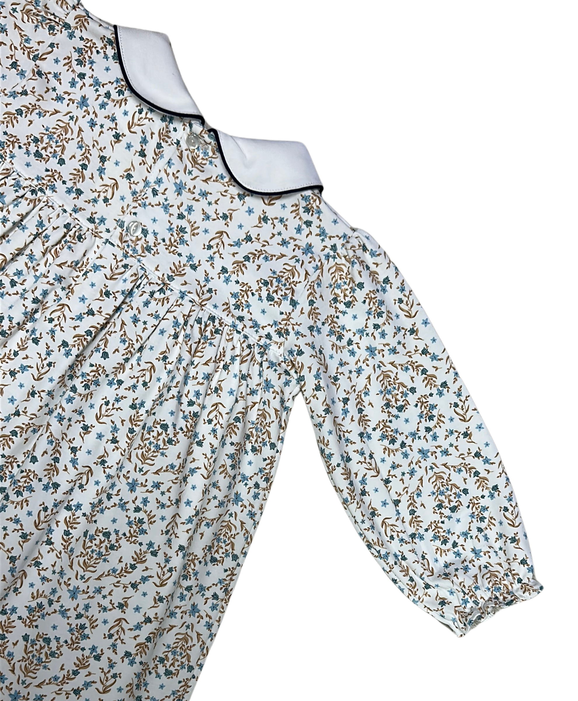 Fall Blue Dainty Flowers float Girl's Dress - Little Threads Inc. Children's Clothing