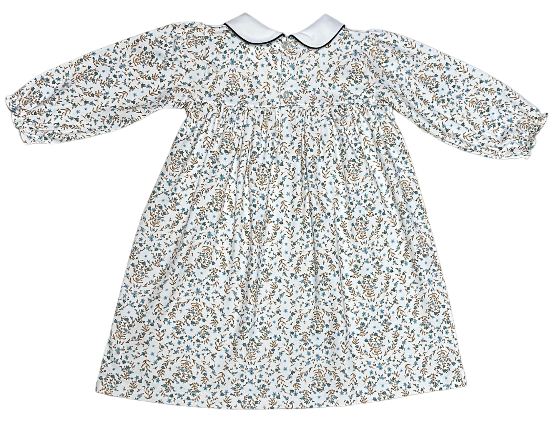 Fall Blue Dainty Flowers float Girl's Dress - Little Threads Inc. Children's Clothing