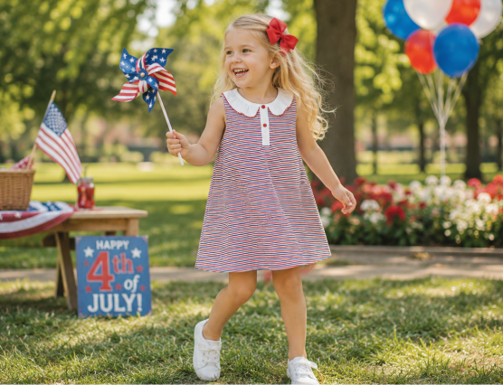 Patriotic Collection Girls striped A line dress