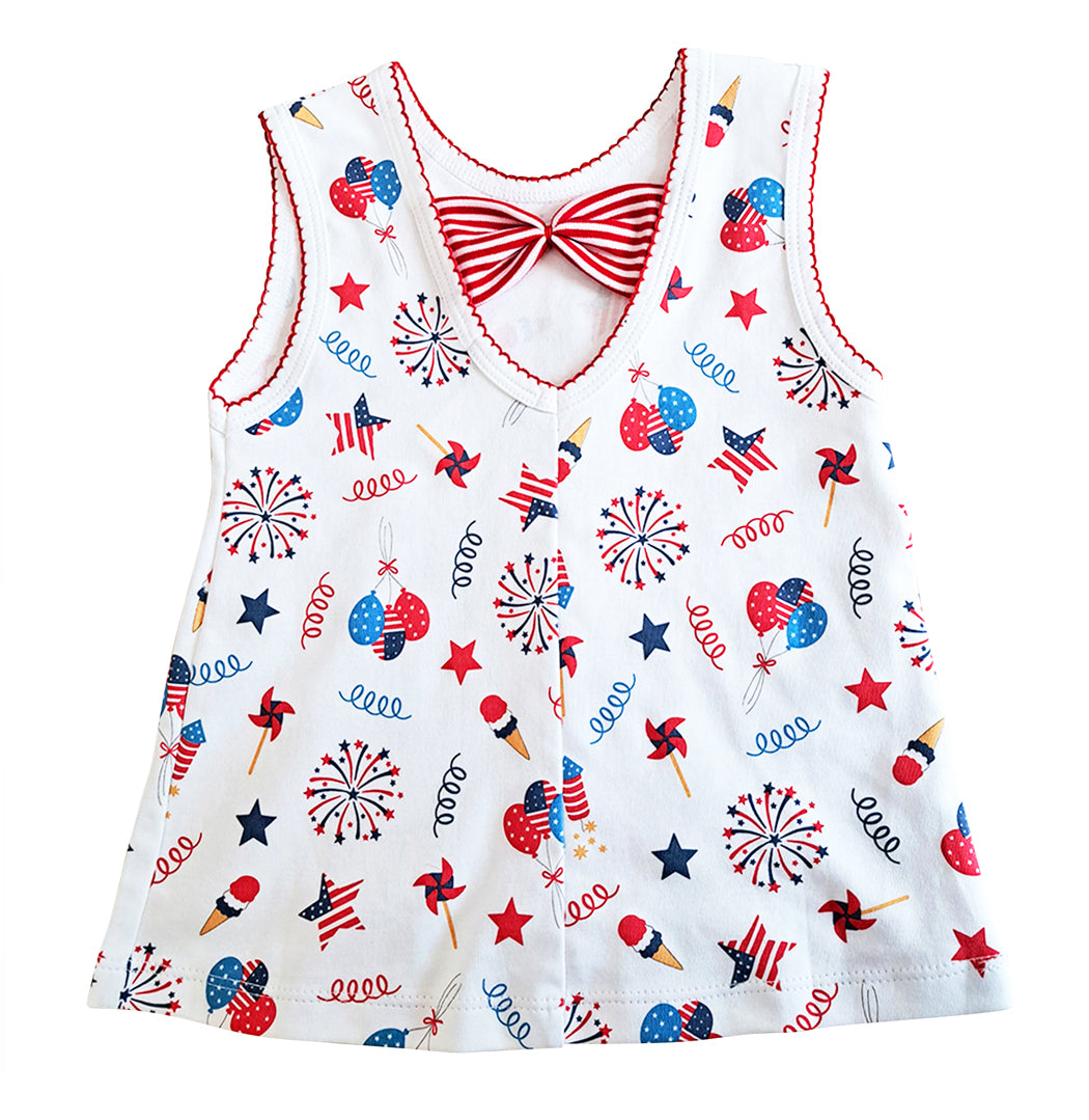 4th of July Print Shirt & Short set Girl's Pima Cotton - Little Threads Inc. Children's Clothing