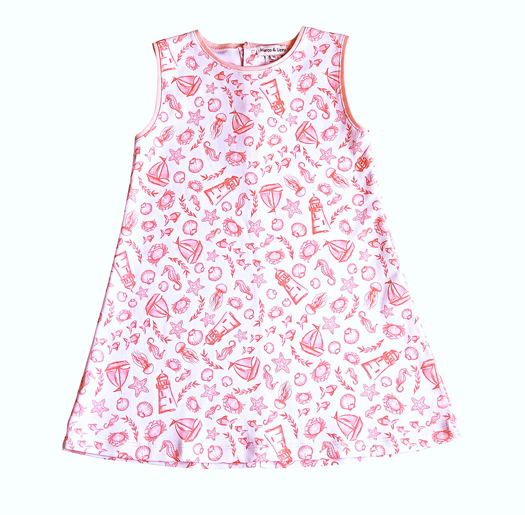 Nautical Print Girl's Dress - Little Threads Inc. Children's Clothing