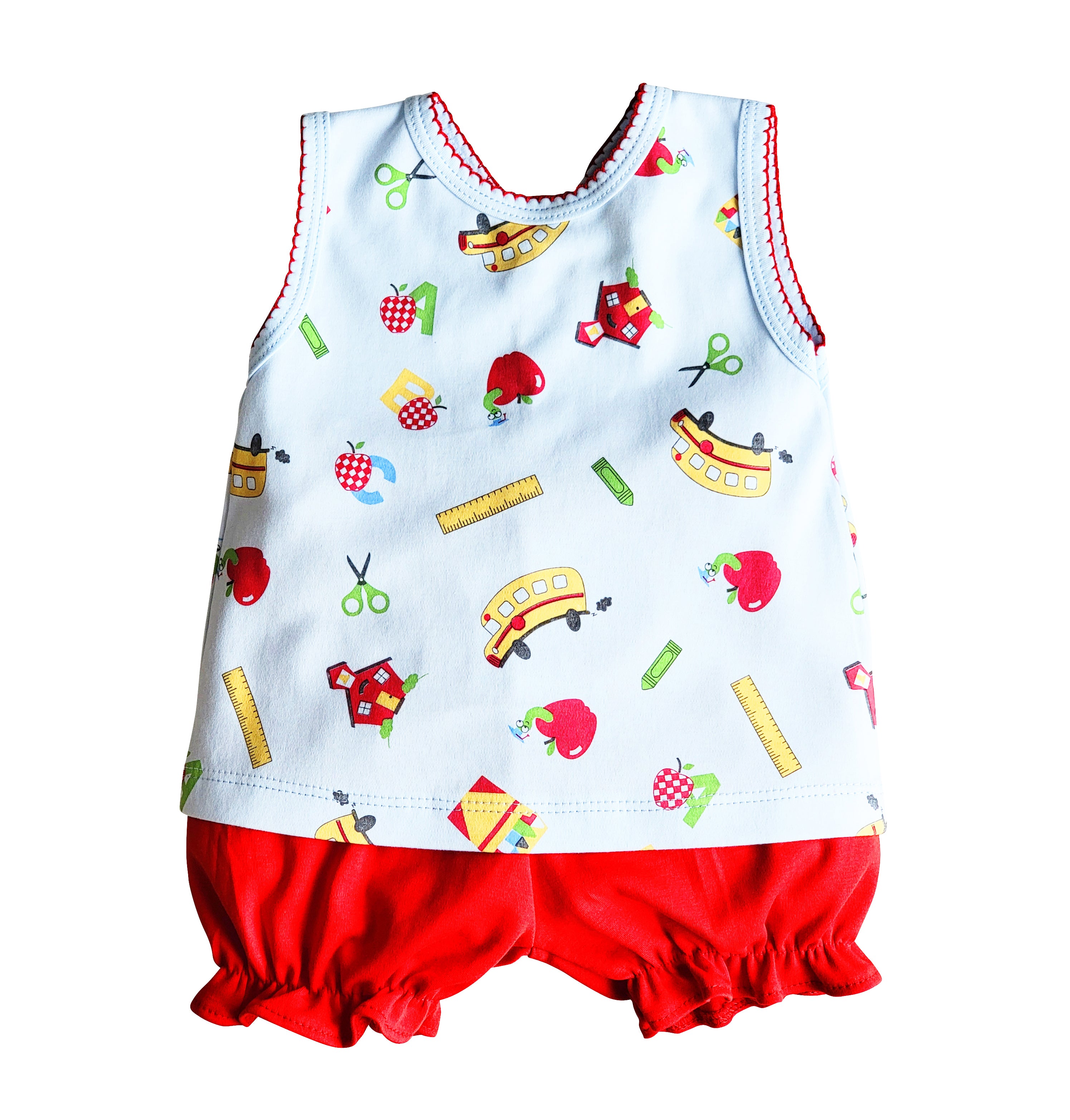 Back To school baby girl bloomer set Pima Cotton - Little Threads Inc. Children's Clothing