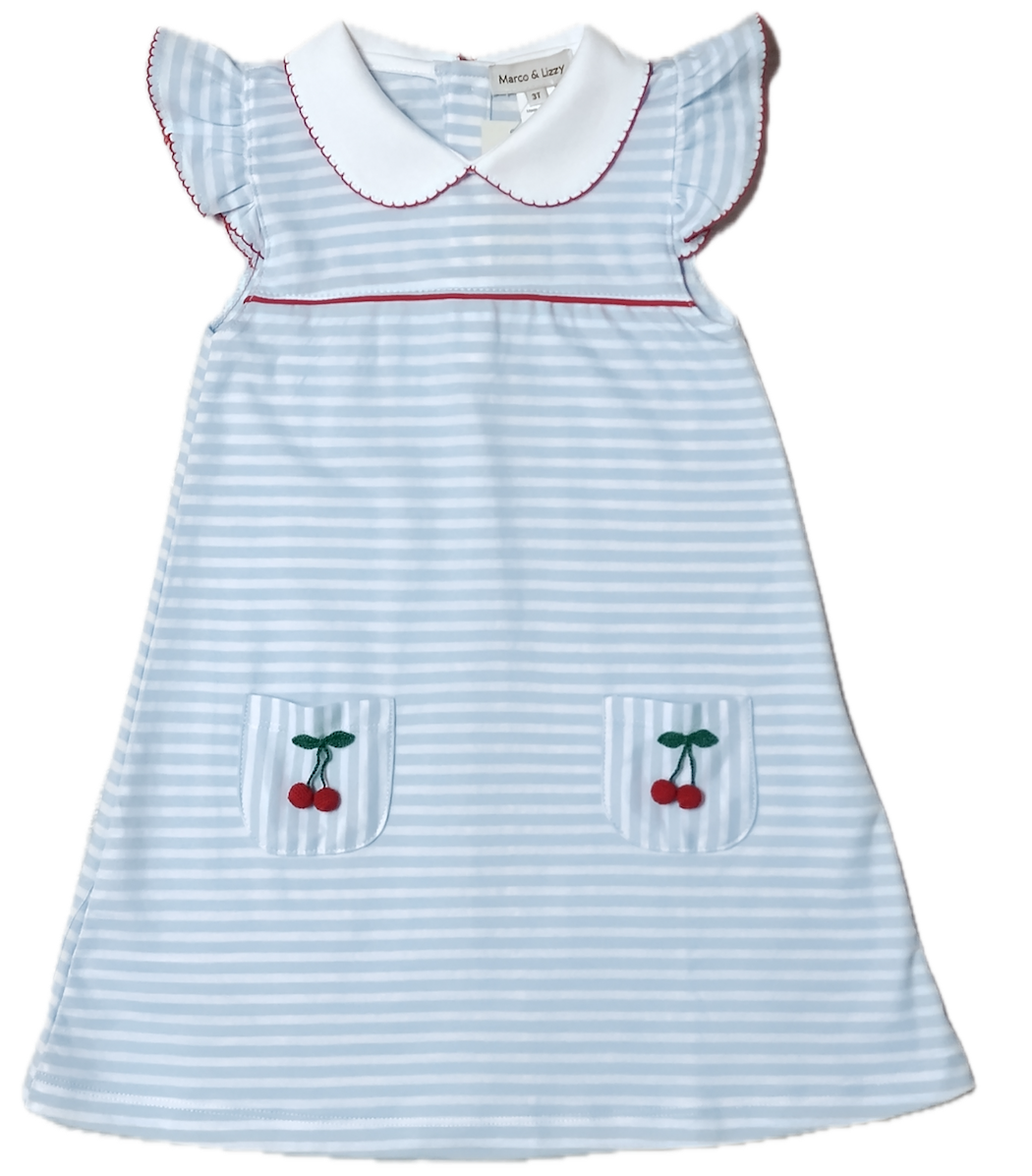 Cherry Striped Float pocket dress - Little Threads Inc. Children's Clothing