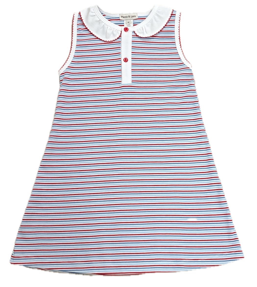 Red, White and Blue Stripe A line dress - Little Threads Inc. Children's Clothing