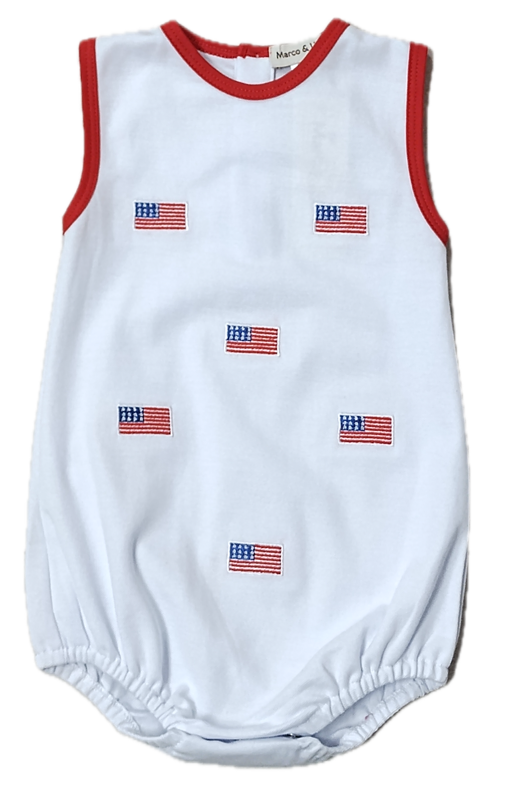 Star Spangled Banner Flags all over boy's romper - Little Threads Inc. Children's Clothing