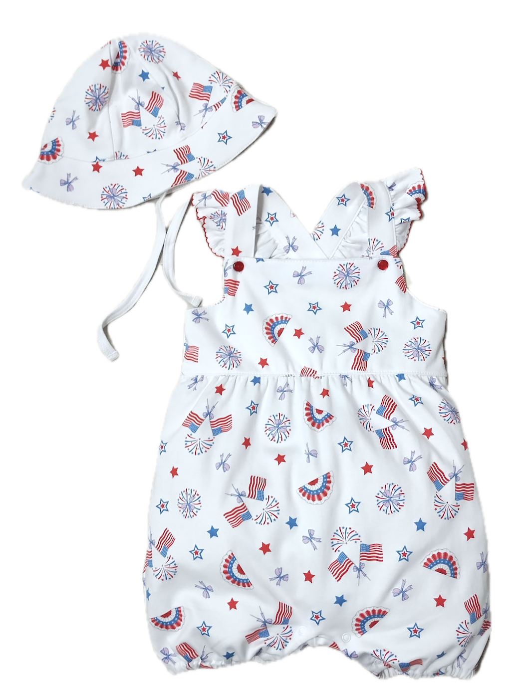Star Spangled Banner Girls romper and hat set - Little Threads Inc. Children's Clothing