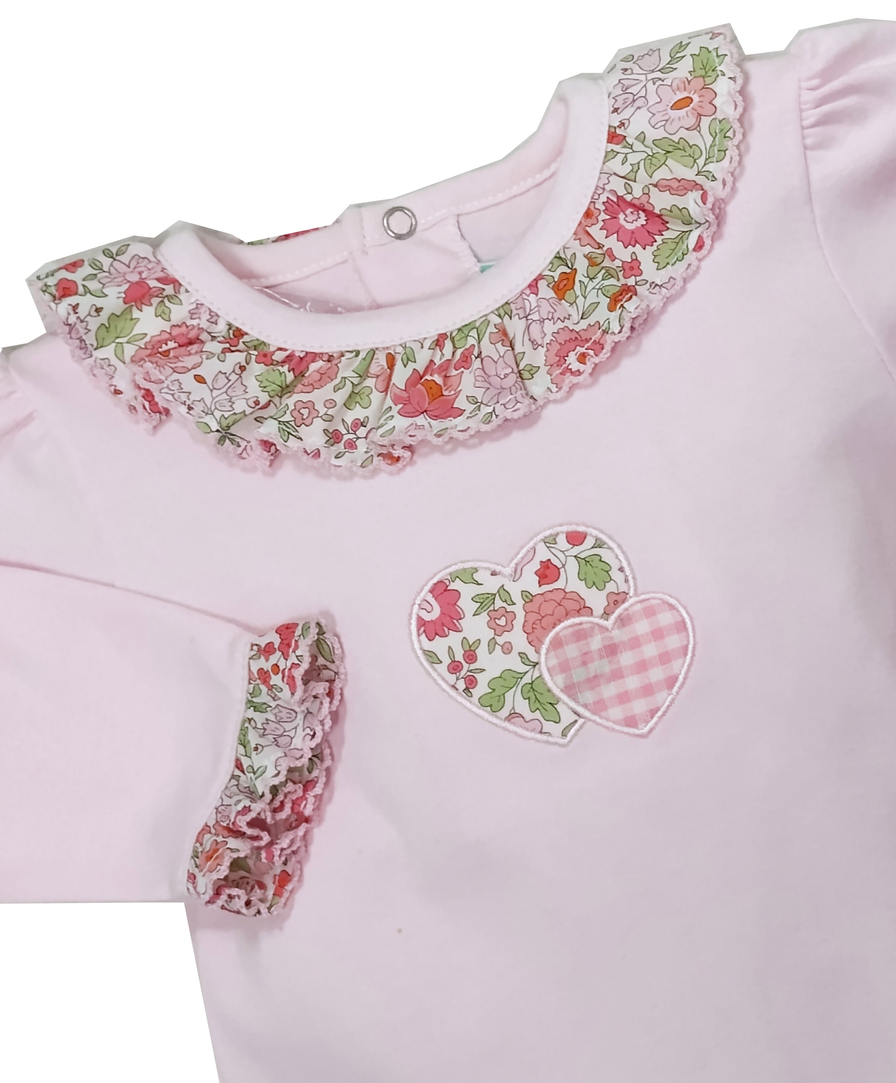 Baby Girl's Pink Liberty Heart Footie - Little Threads Inc. Children's Clothing