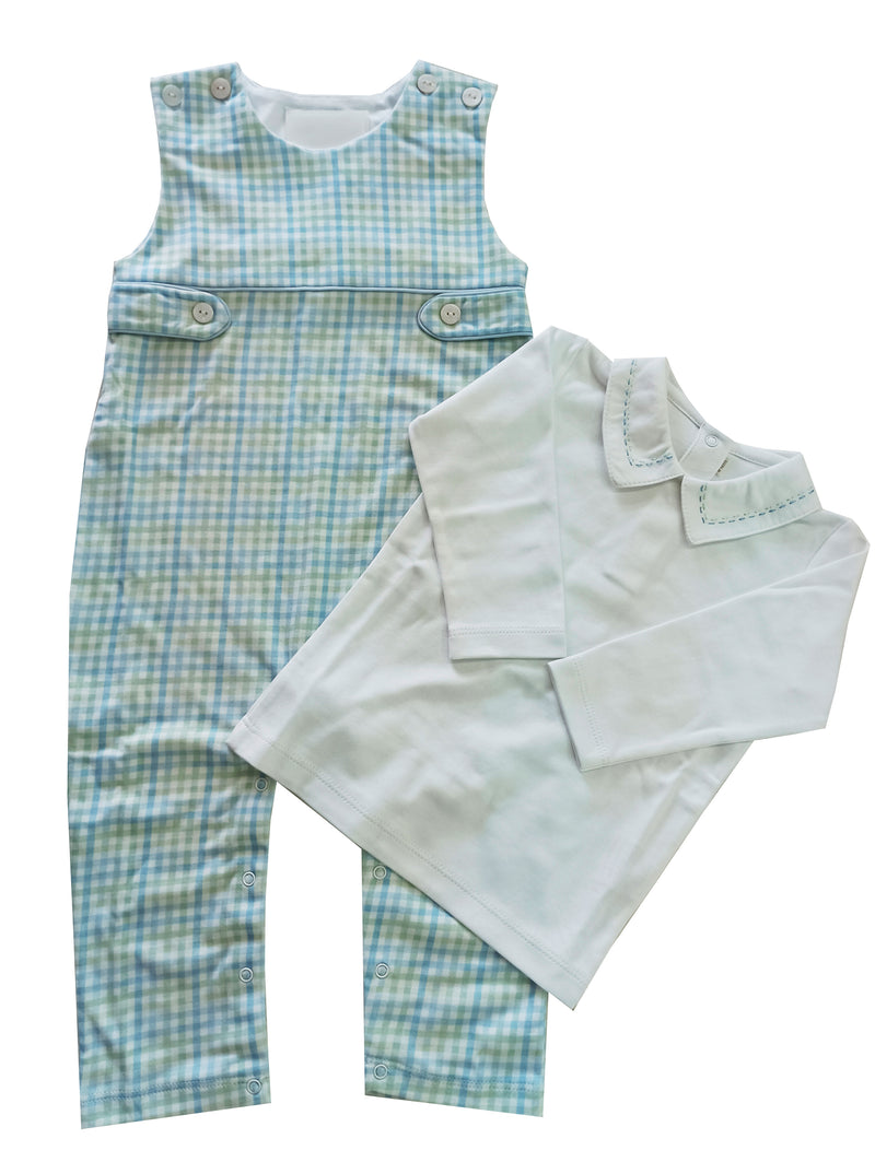 "Christina & Cameron" Pima Cotton 2PC Long-all Boy Set - Little Threads Inc. Children's Clothing