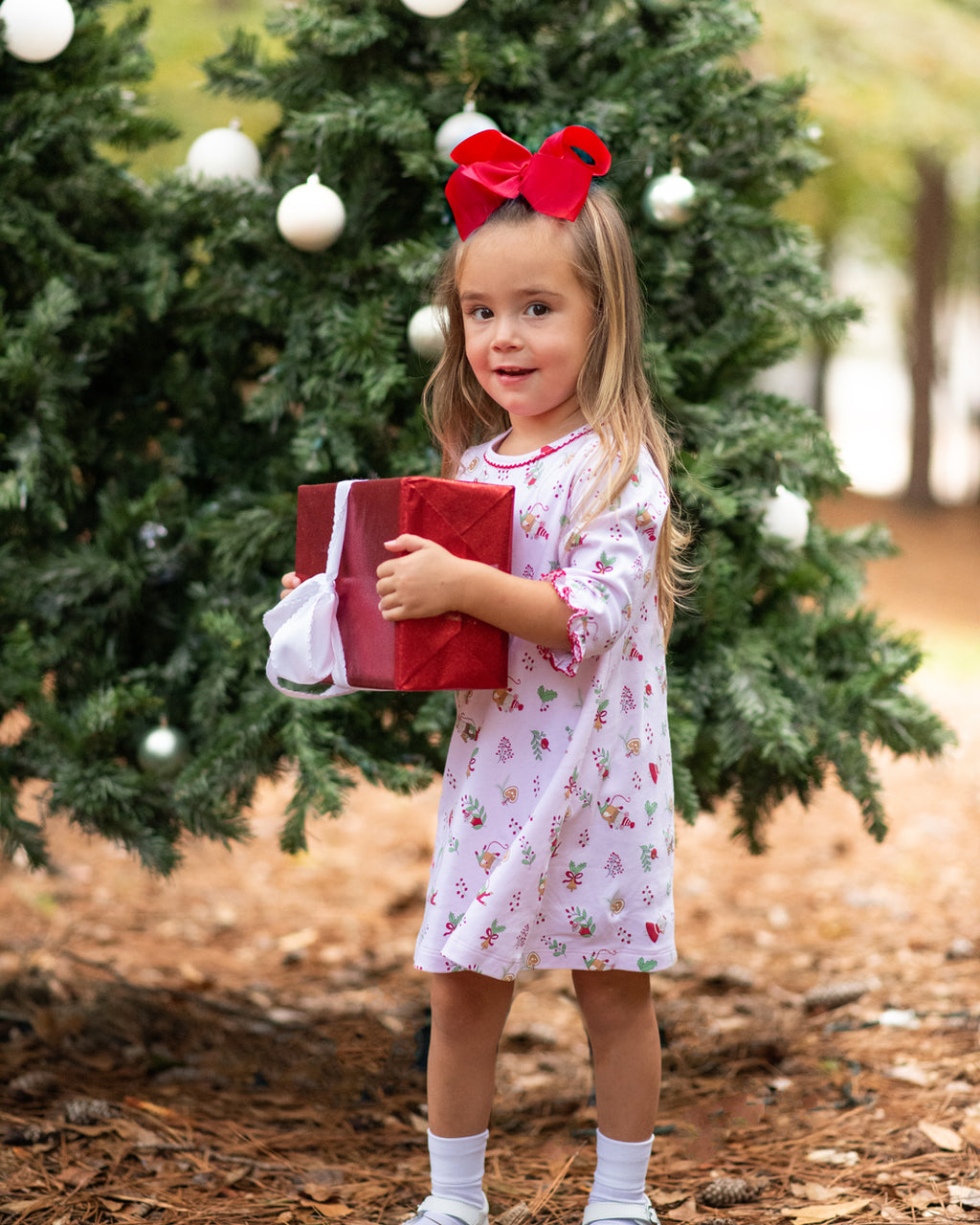Girl's "Christmas Mice" A line Dress Pima Cotton - Little Threads Inc. Children's Clothing
