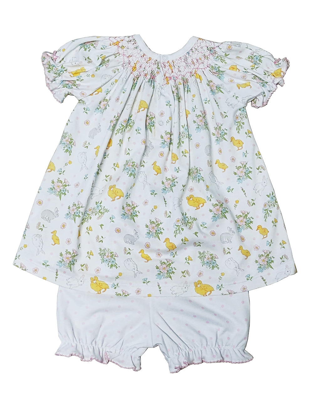Easter Floral Hand Smocked girls Bishop dress Pima Cotton - Little Threads Inc. Children's Clothing
