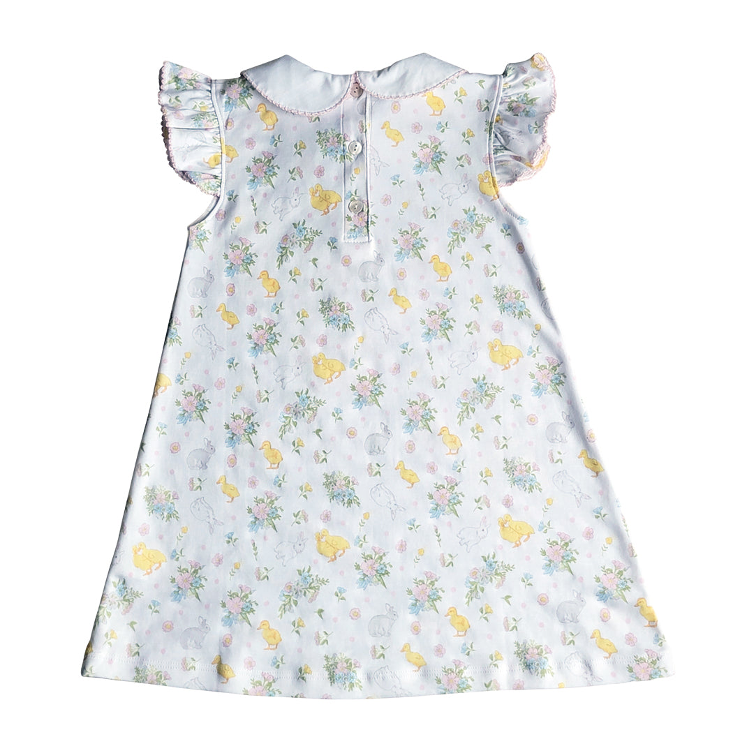 Easter Floral A line Girls Dress Pima Cotton - Little Threads Inc. Children's Clothing